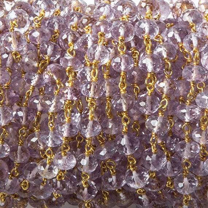 6mm Pink Amethyst faceted rondelle Vermeil Chain by the foot 32 pieces