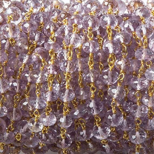 6mm Pink Amethyst faceted rondelle Vermeil Chain by the foot 32 pieces
