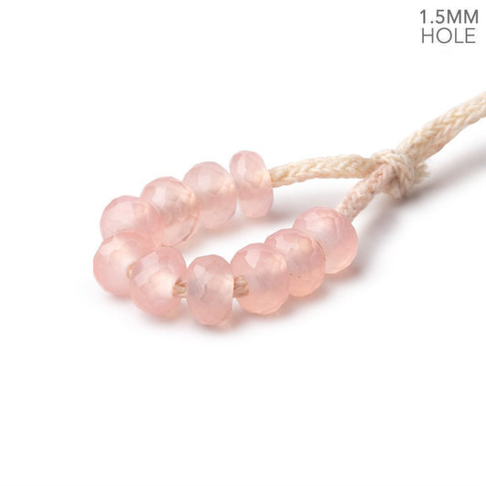 6mm Pink Chalcedony 1.5mm Large Hole Faceted Rondelle Bead Set of 10