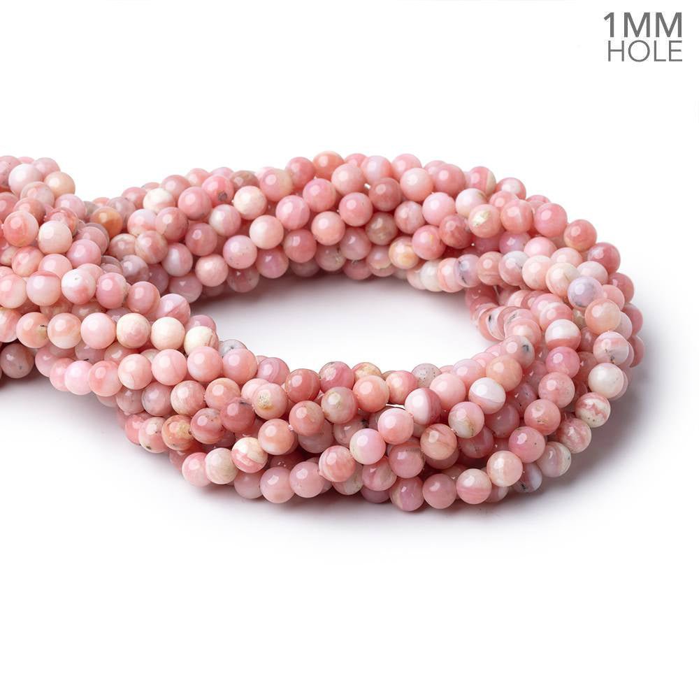 6mm Pink Peruvian Opal Plain Rounds 15.5 inch 66 Beads 1mm Hole