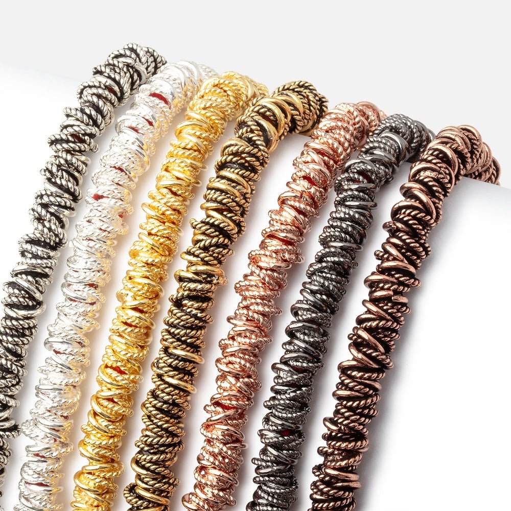 6mm Plain & Twist Mobius Large Hole Spacer Beads 8 inch 89 pieces