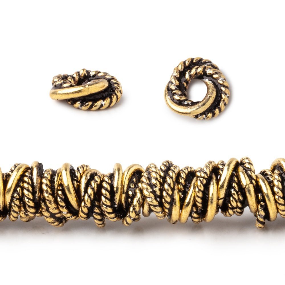 6mm Plain & Twist Mobius Large Hole Spacer Beads 8 inch 89 pieces