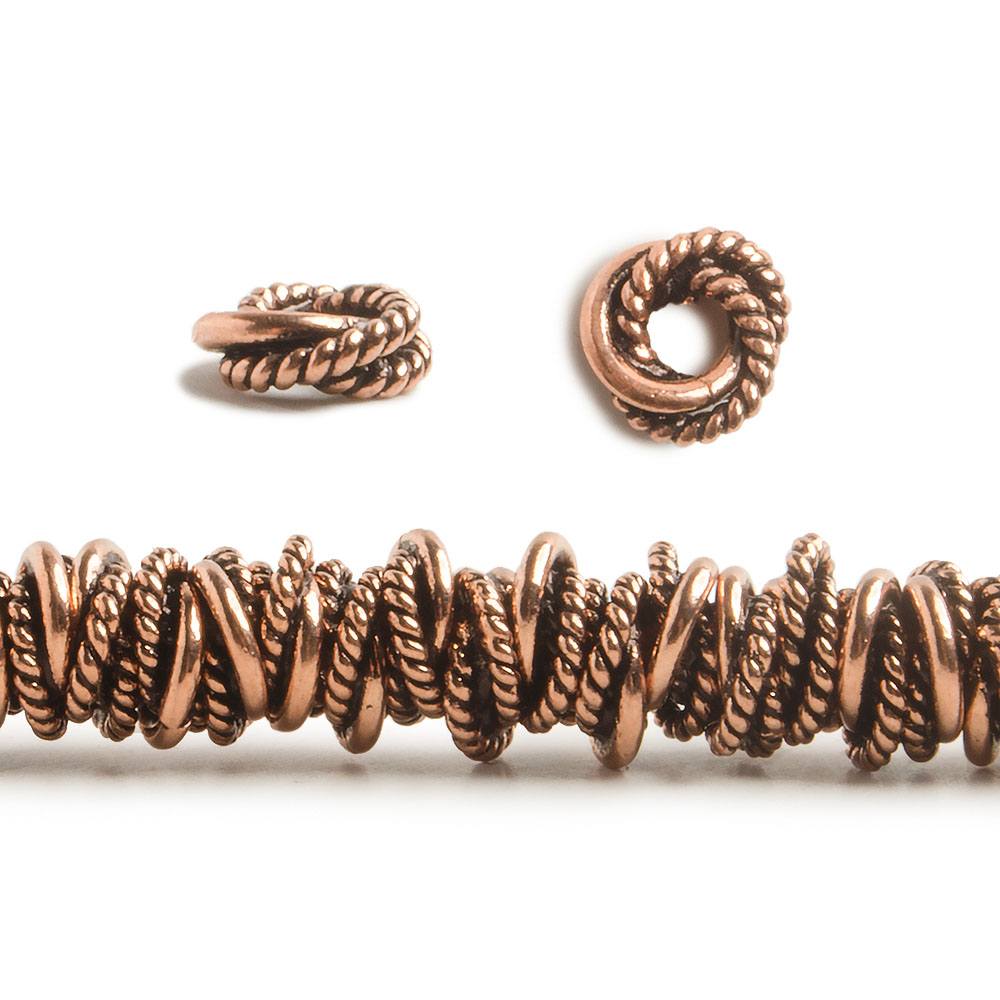 6mm Plain & Twist Mobius Large Hole Spacer Beads 8 inch 89 pieces