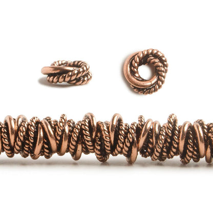 6mm Plain & Twist Mobius Large Hole Spacer Beads 8 inch 89 pieces