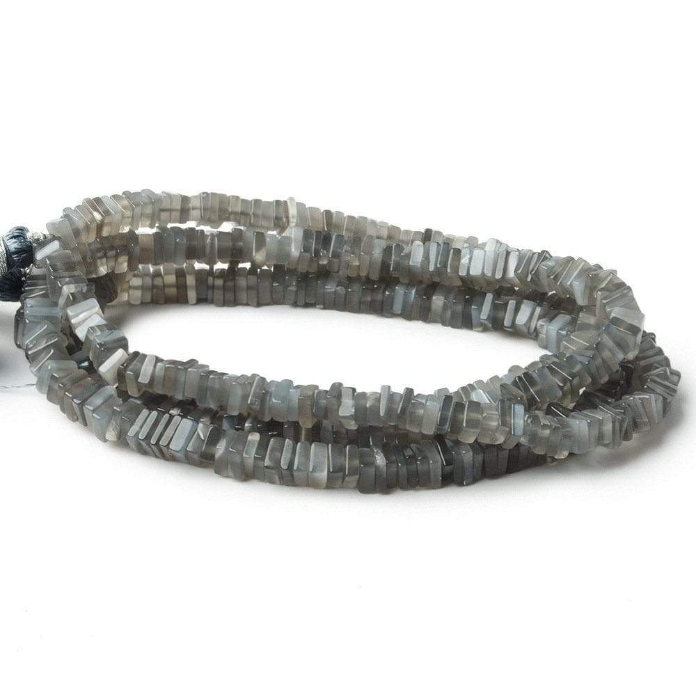 6mm Platinum Moonstone Center Drilled Square Heishi Beads 16 inch 20 pcs