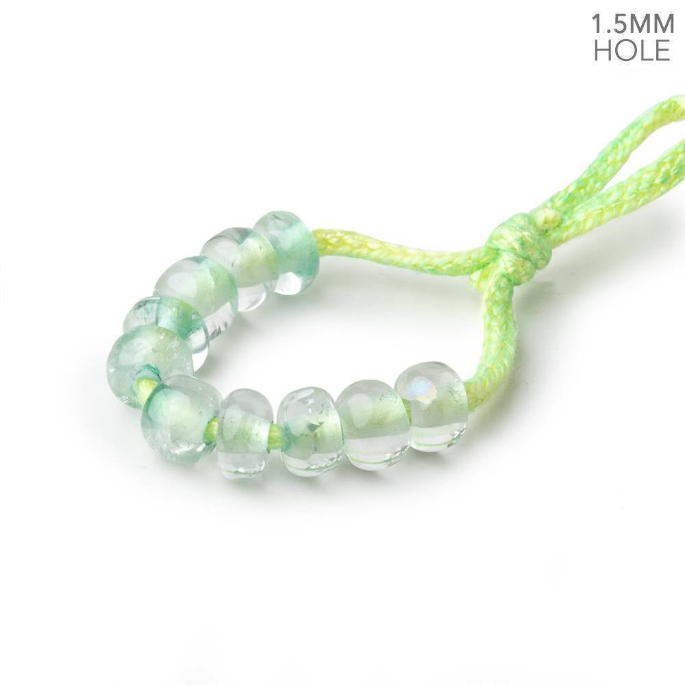 6mm Prasiolite 1.5mm Large Hole Plain Rondelle Set of 10