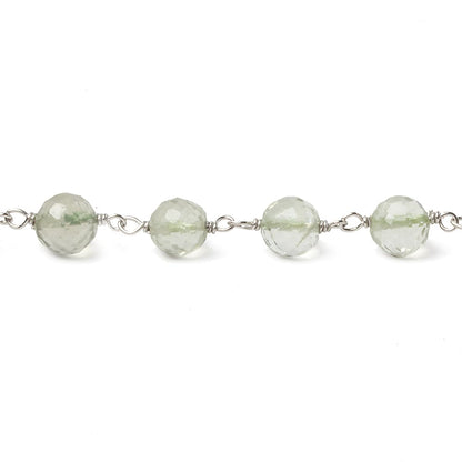 6mm Prasiolite faceted round .925 Silver Chain by the foot 24 pieces