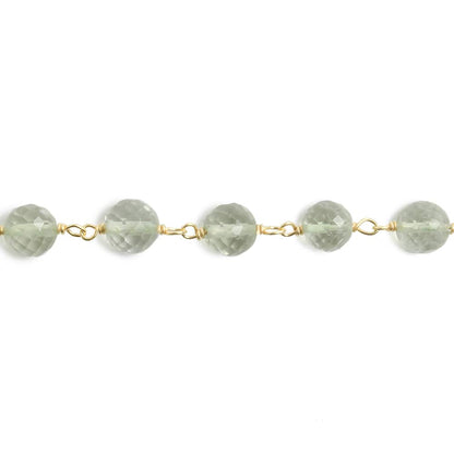 6mm Prasiolite faceted round Vermeil Chain by the foot 24 pieces