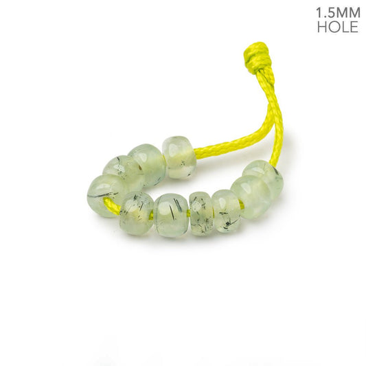 6mm Prehnite 1.5mm Large Hole Plain Rondelle Set of 10