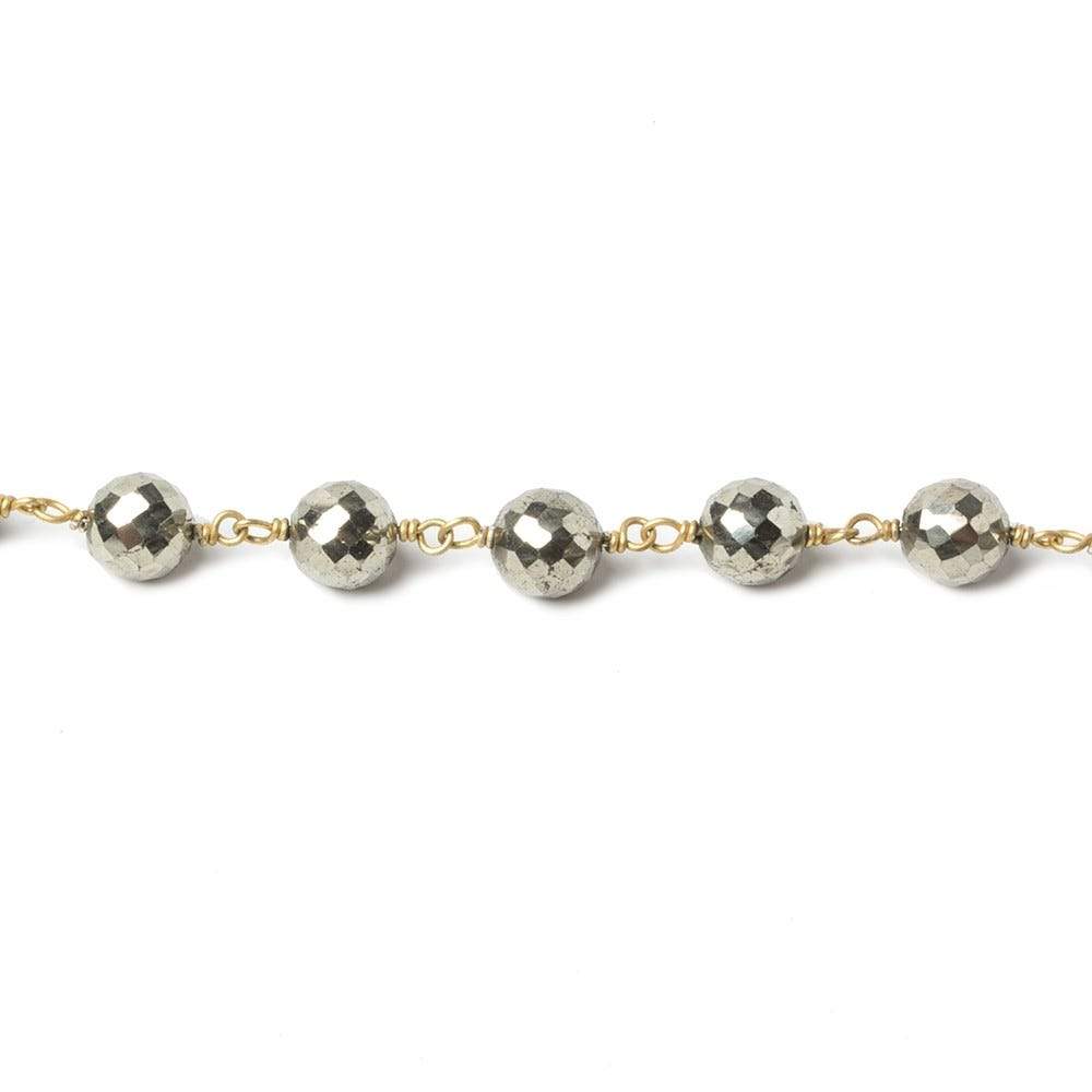 6mm Pyrite faceted round Vermeil Chain by the foot 27 beads