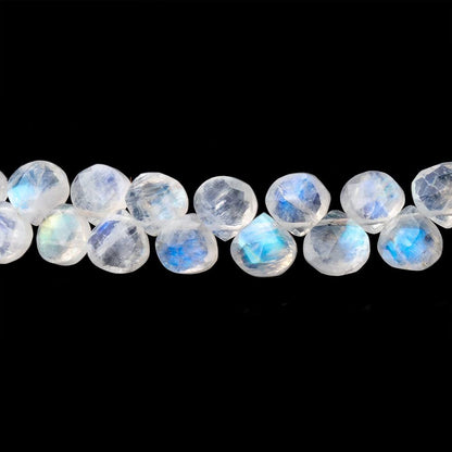 6mm Rainbow Moonstone Faceted Heart Beads 7 inch 53 pieces AA