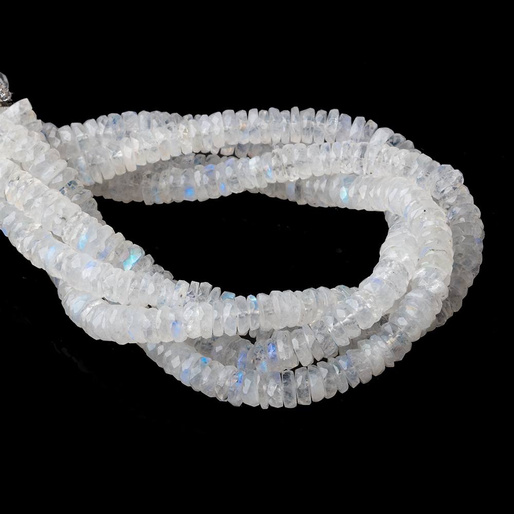 6mm Rainbow Moonstone Faceted Heishi Beads 8 inch 103 pieces