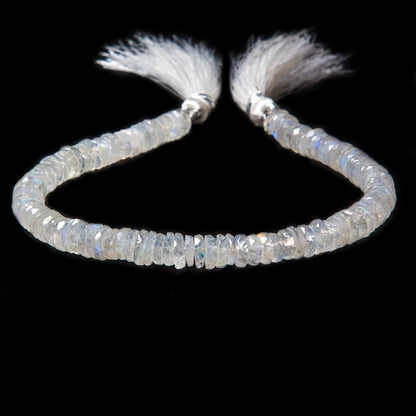 6mm Rainbow Moonstone faceted heshi beads 8 inch 105 pieces