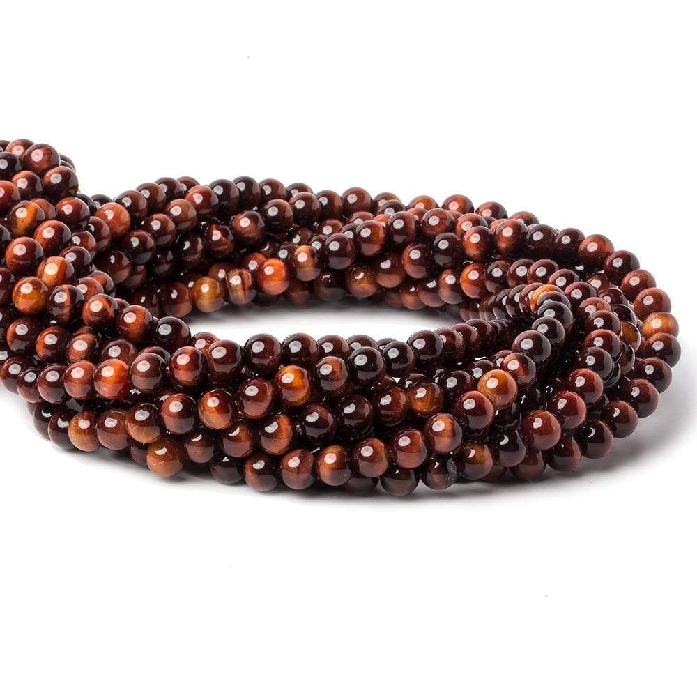 6mm Red Tiger's Eye plain round beads 16 inch 70 pieces AA