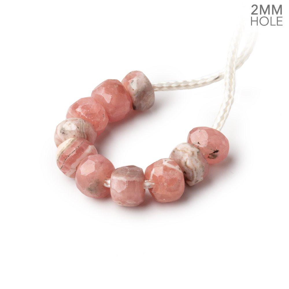 6mm Rhodochrosite 2mm Large Hole Faceted Rondelle Bead Set of 10