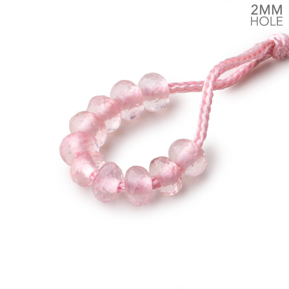 6mm Rose Quartz 2mm Large Hole Faceted Rondelle Bead Set of 10