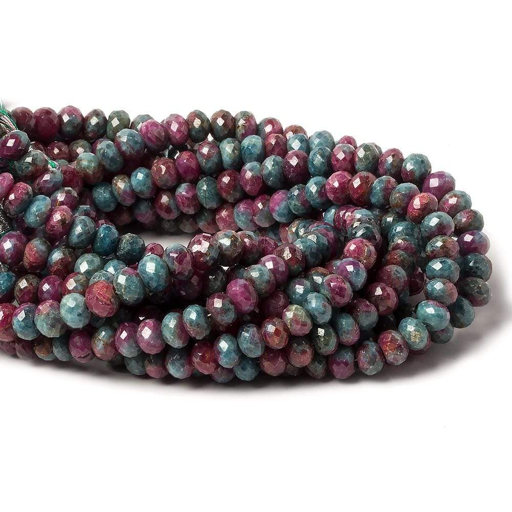 7mm Ruby in Zoisite faceted rondelle beads 8 inch 42 pieces