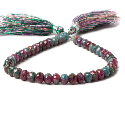 7mm Ruby in Zoisite faceted rondelle beads 8 inch 42 pieces