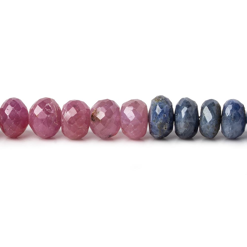6mm Ruby & Sapphire faceted rondelle beads 8 inch 46 pieces