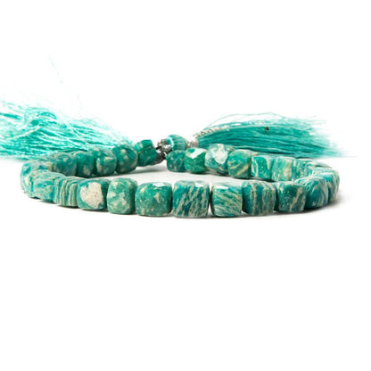6mm Russian Amazonite Faceted Cube Beads 8 inch 30 pieces