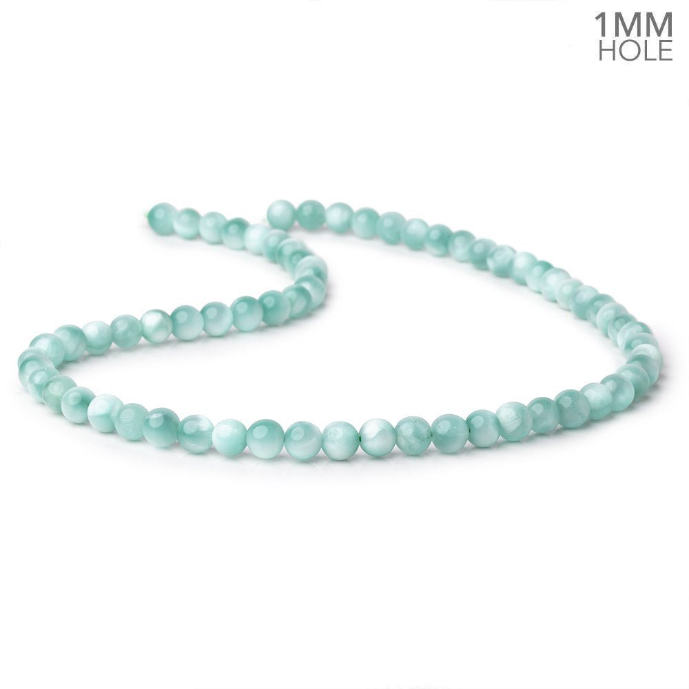 6mm Russian Green Angelite Plain Round Beads 15.5 inch 66 pieces AA