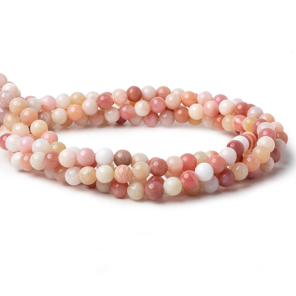 6mm Shaded Pink Peruvian Opal plain rounds 16 inch 67 beads AA