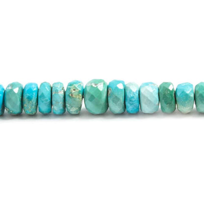 6mm Shaded Turquoise faceted rondelle beads 8 inch 63 pieces
