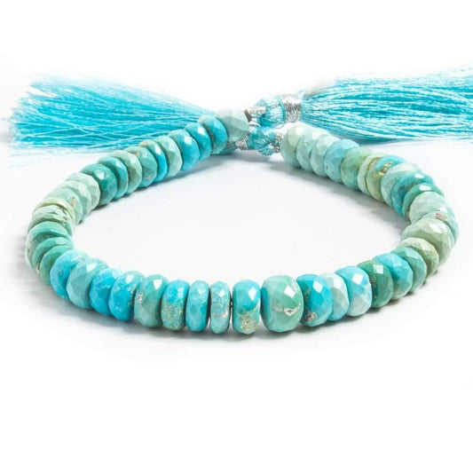 6mm Shaded Turquoise faceted rondelle beads 8 inch 63 pieces