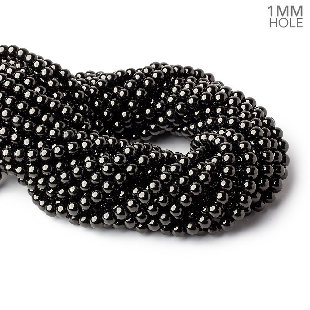 6mm Shungite plain round beads 15.5 inch 63 pieces 1mm hole