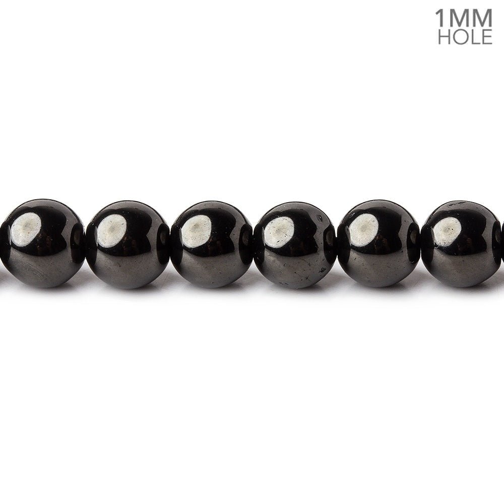 6mm Shungite plain round beads 15.5 inch 63 pieces 1mm hole