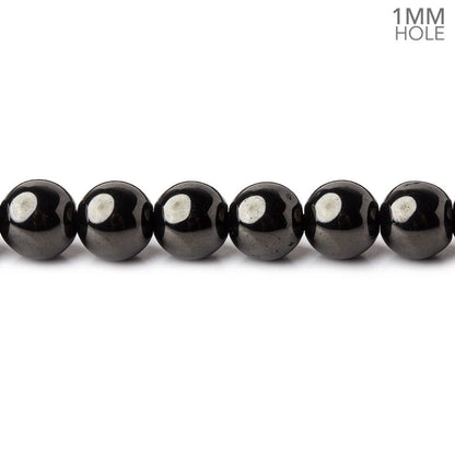6mm Shungite plain round beads 15.5 inch 63 pieces 1mm hole