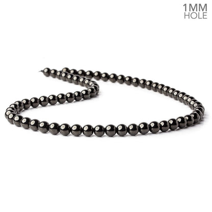 6mm Shungite plain round beads 15.5 inch 63 pieces 1mm hole