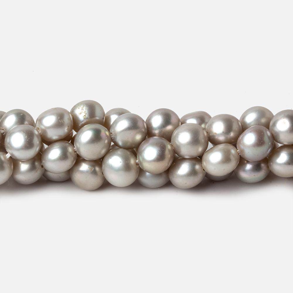 6mm Silver Button Freshwater Pearl Beads 15.5 inch 61 pieces A