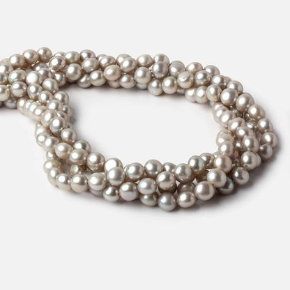 6mm Silver Button Freshwater Pearl Beads 15.5 inch 61 pieces A