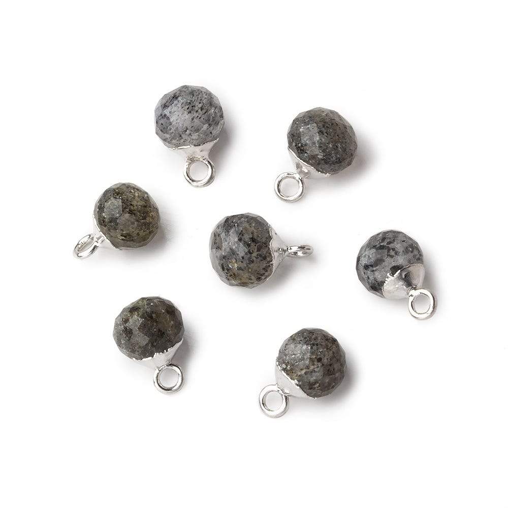 6mm Silver Leafed Celestial Quartz Faceted Candy Kiss Pendant 1 focal bead