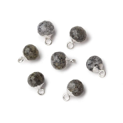 6mm Silver Leafed Celestial Quartz Faceted Candy Kiss Pendant 1 focal bead