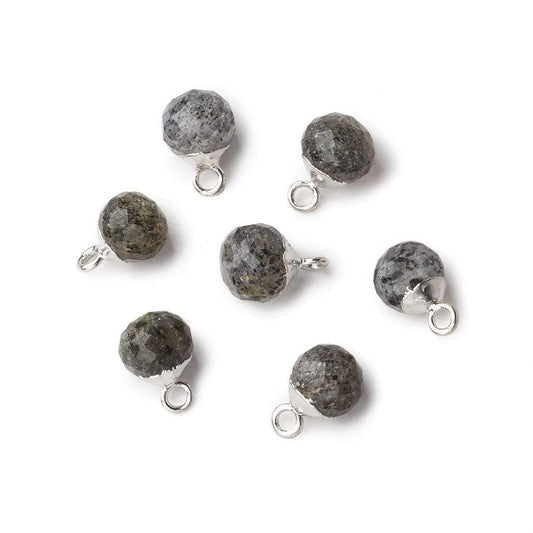 6mm Silver Leafed Celestial Quartz Faceted Candy Kiss Pendant 1 focal bead