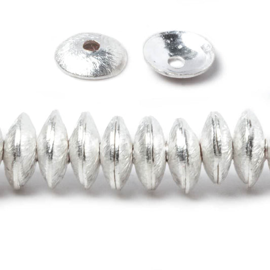 6mm Silver plated Copper Brushed Bead Cap 8 inch 148 pieces