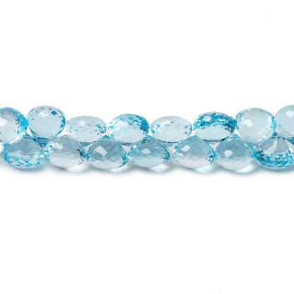 6mm Sky Blue Topaz Faceted Candy Kiss Beads 9 inch 68 pieces