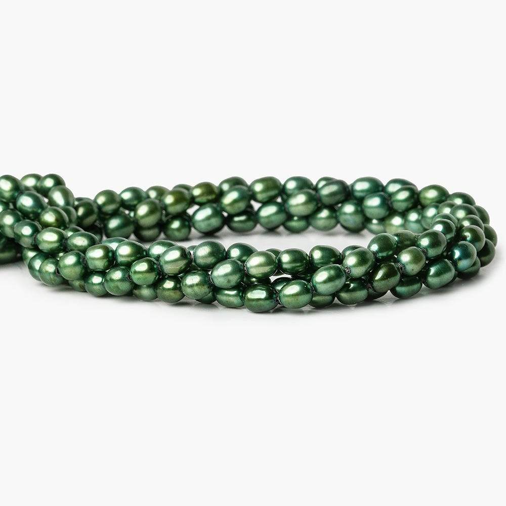 6mm Spearmint Green Straight Drilled Oval Pearls, 15 inch, 65 pieces