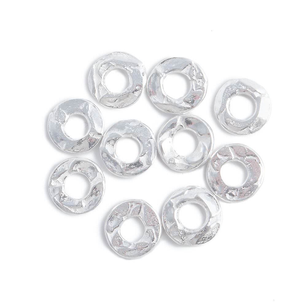 6mm Sterling Silver Hammered Jump Ring Connector 2.5mm ID Set of 10 pieces