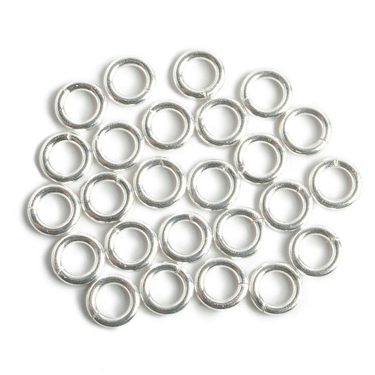 6mm Sterling Silver Open Plain Jump Ring Set of 25 pieces 16 gauge wire