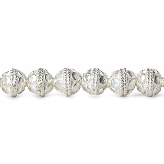 6mm Sterling Silver Plated Copper Round Bali Design 8 inch 33 pcs