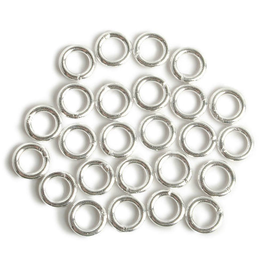 6mm Sterling Silver Soldered Plain Jump Ring Set of 25 pieces 16 gauge wire