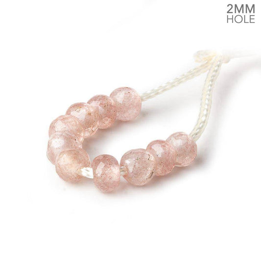 6mm Strawberry Quartz 2mm Large Hole Faceted Rondelle Set of 10 Beads