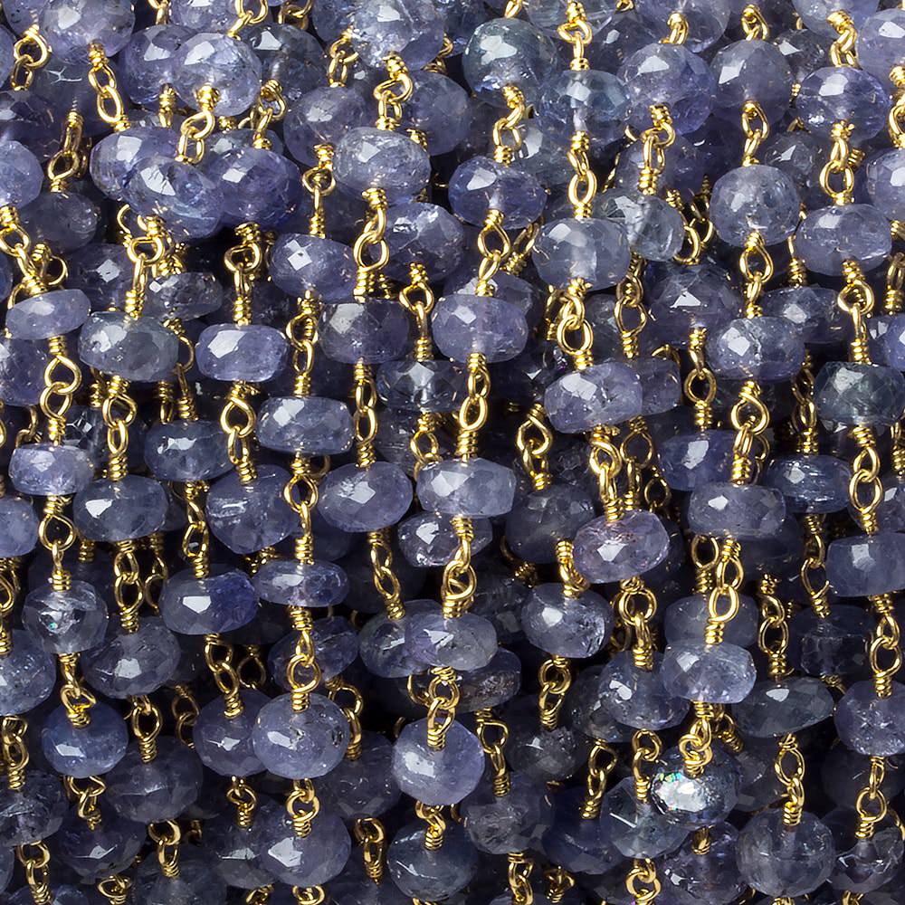 6mm Tanzanite faceted rondelle Vermeil Chain by the foot 36 pieces