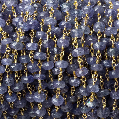 6mm Tanzanite faceted rondelle Vermeil Chain by the foot 36 pieces