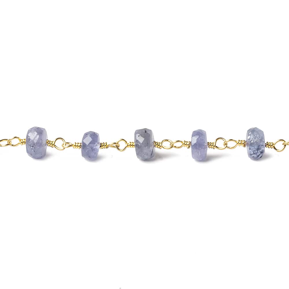 6mm Tanzanite faceted rondelle Vermeil Chain by the foot 36 pieces