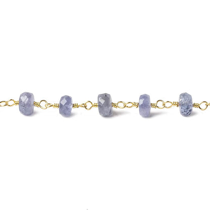 6mm Tanzanite faceted rondelle Vermeil Chain by the foot 36 pieces