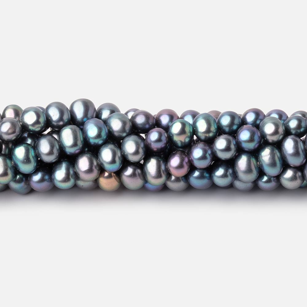 6mm Teal Peacock Off Round Freshwater Pearls 16 inch 85 Beads